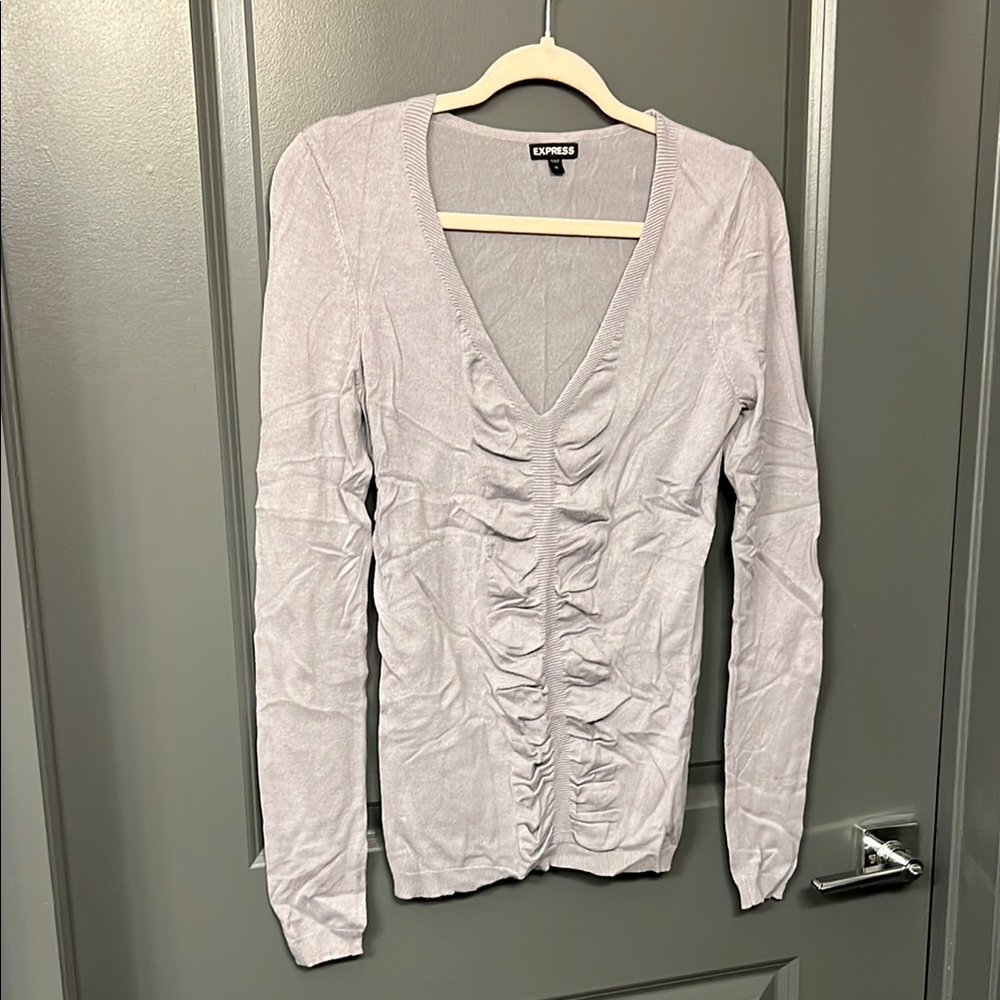 Express Lavender Ruched Knit Top